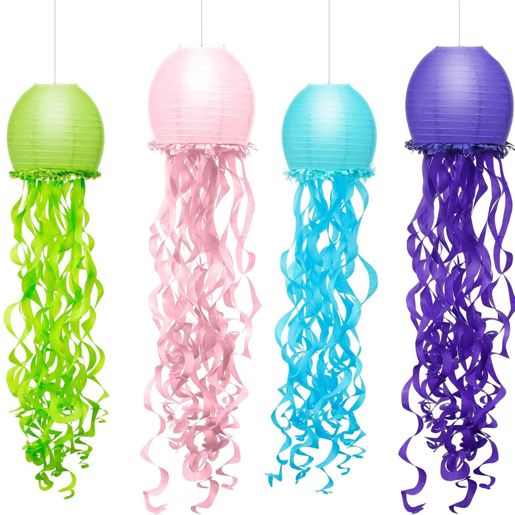Baby Nursery Ocean Theme - 4-Pack Jellyfish Paper Lanterns 12-Inch round