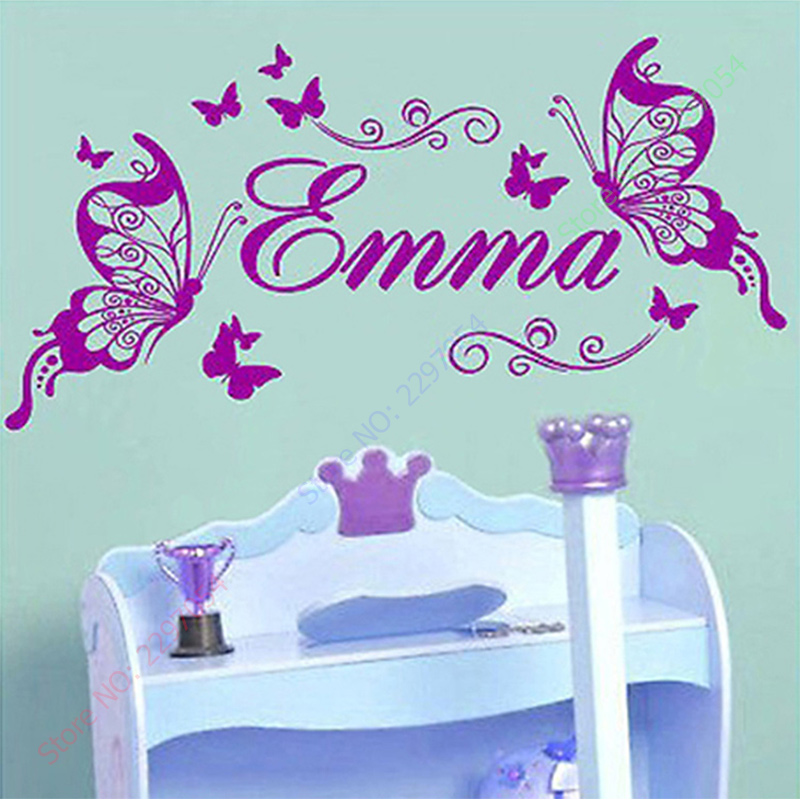 Baby Nursery Girl Room - New Butterflies Personalized Name Vinyl Butterfly