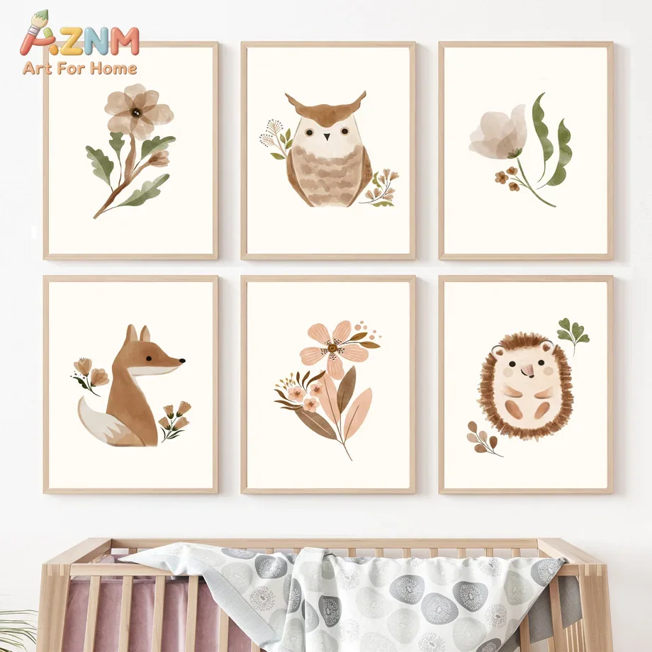 Baby Nursery Animal Theme - Woodland Nursery Wall Art Squirrel Owl