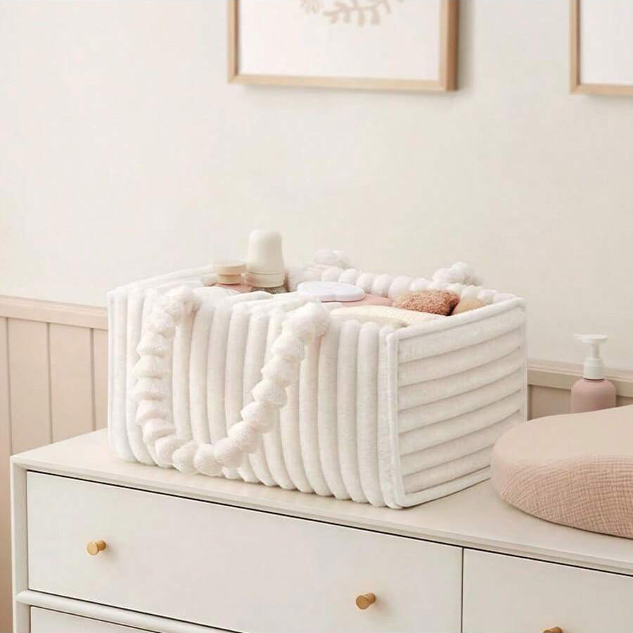 Baby Nursery Organiser - Flannel Diaper Caddy Organizer, Cozy Nursery