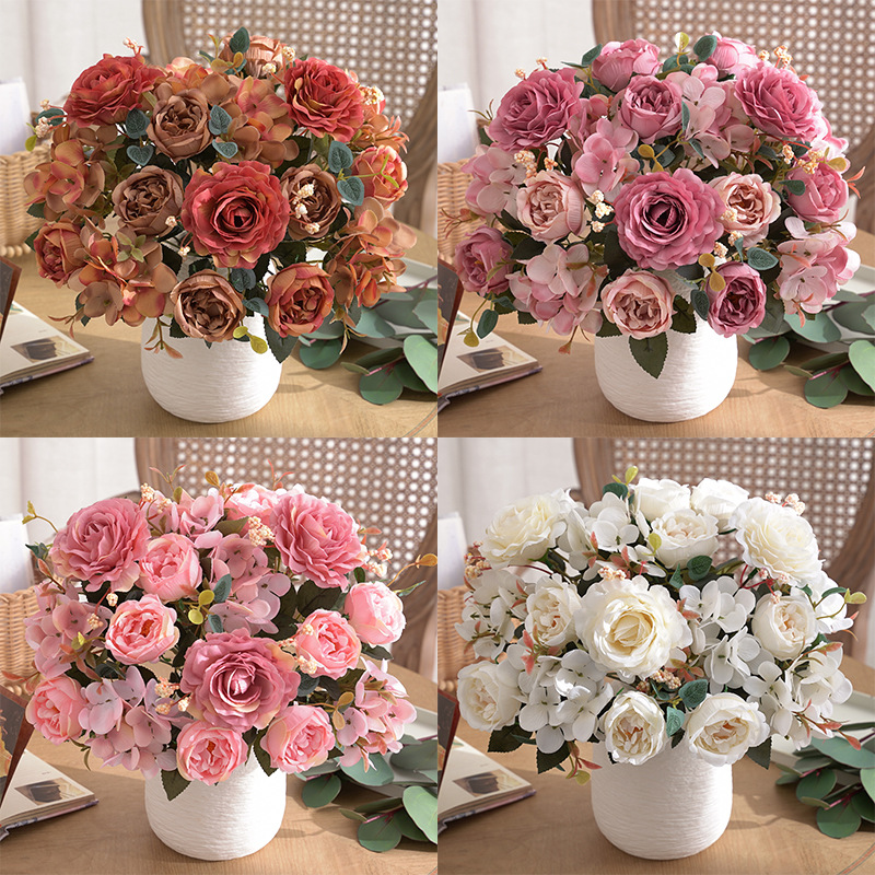 Baby Nursery Vintage - 1pcs Vintage Peony Artificial Flowers Silk