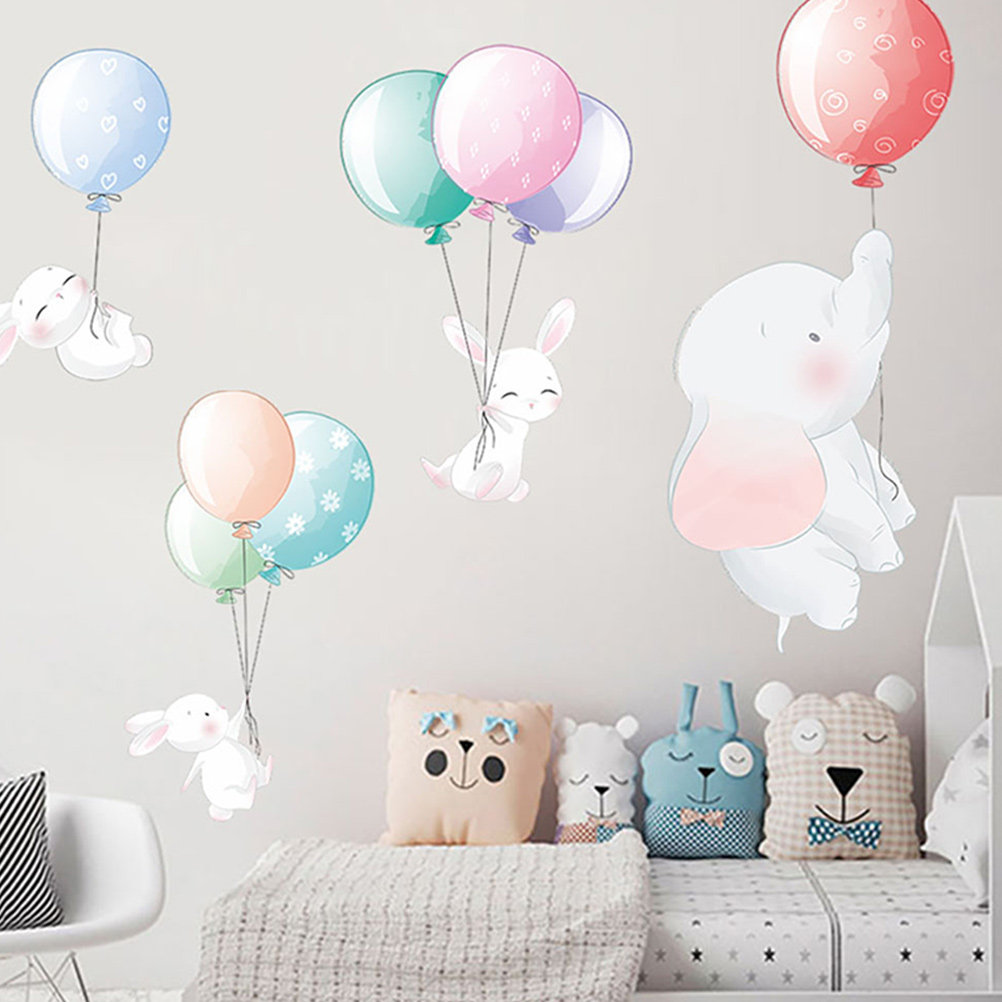 Wall Decal Nursery - Elephant Wall Decals 30x90cm Cartoon Balloon