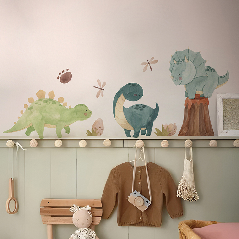 Baby Nursery Girl Room - Dinosaur Wall Decals, Dino Alphabet Wall
