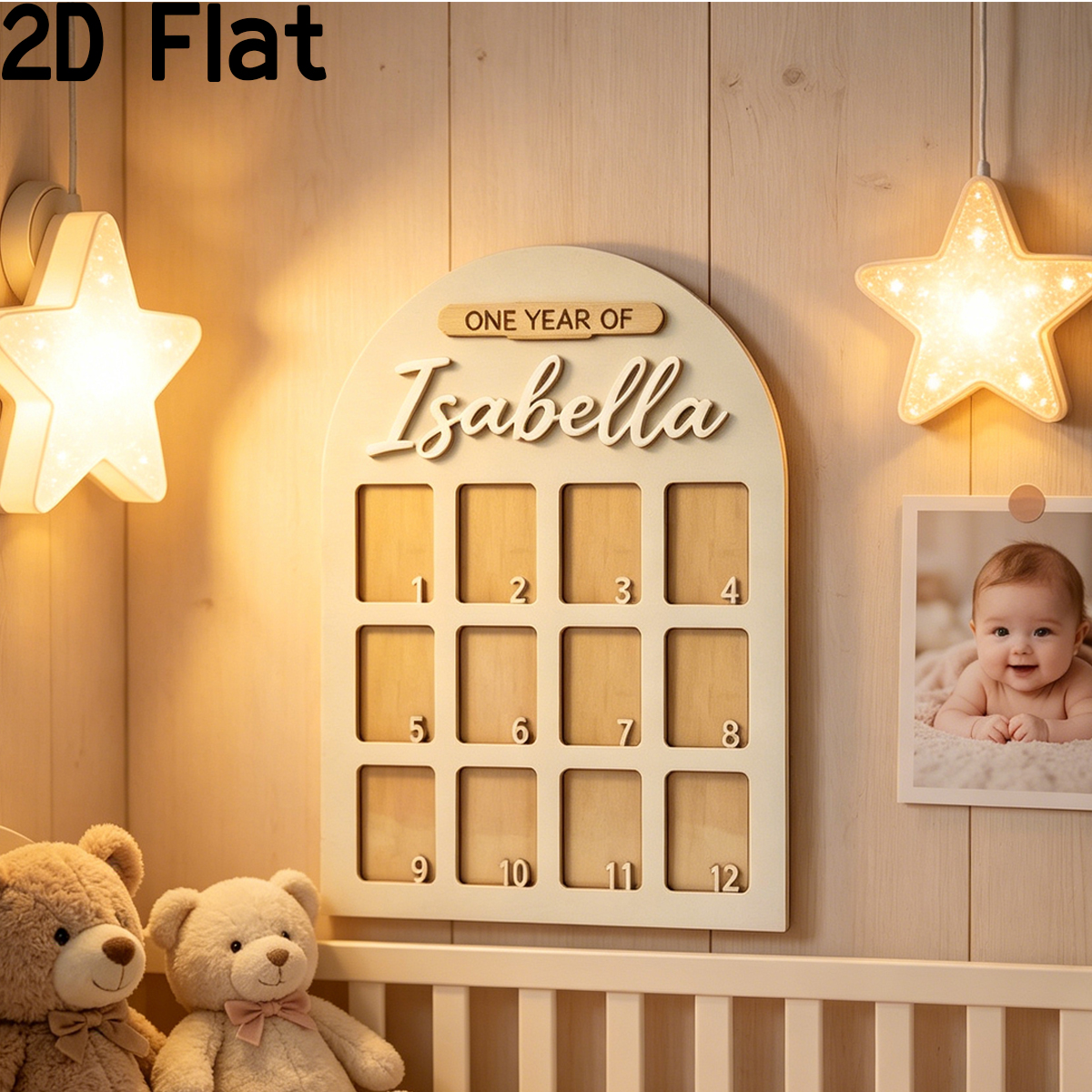 Baby Nursery Wall Decor - 1Pc Custom Photo Record Board Wooden