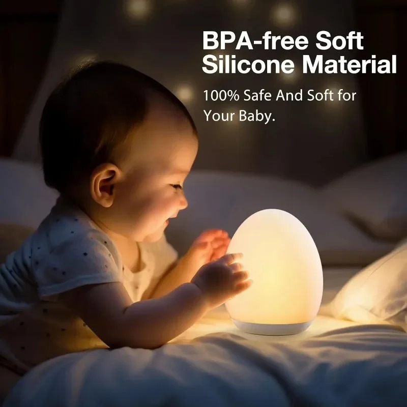 Baby Nursery Egg Light - “Egg-Shaped Silicone Night Light, Touch-Dimmable Lamp