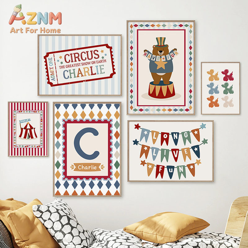 Baby Nursery Wall Decor - Circus Bear Magician Dog Quote Nursery