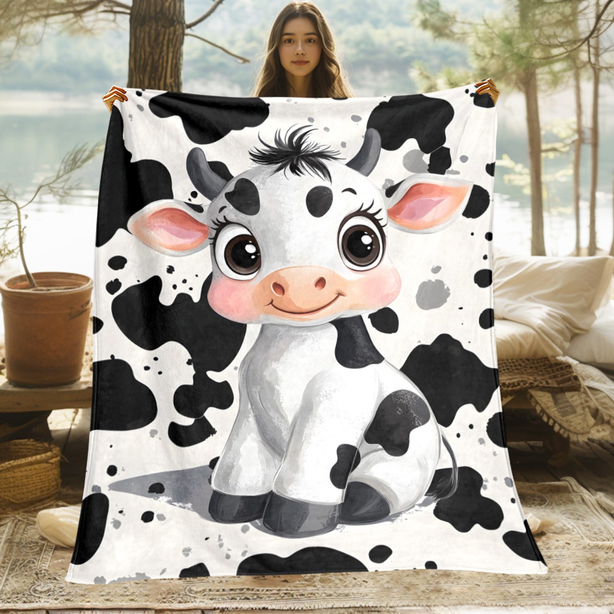 Cute Cartoon Cow Black White S - Baby Nursery Animal Theme 리뷰 및 가격