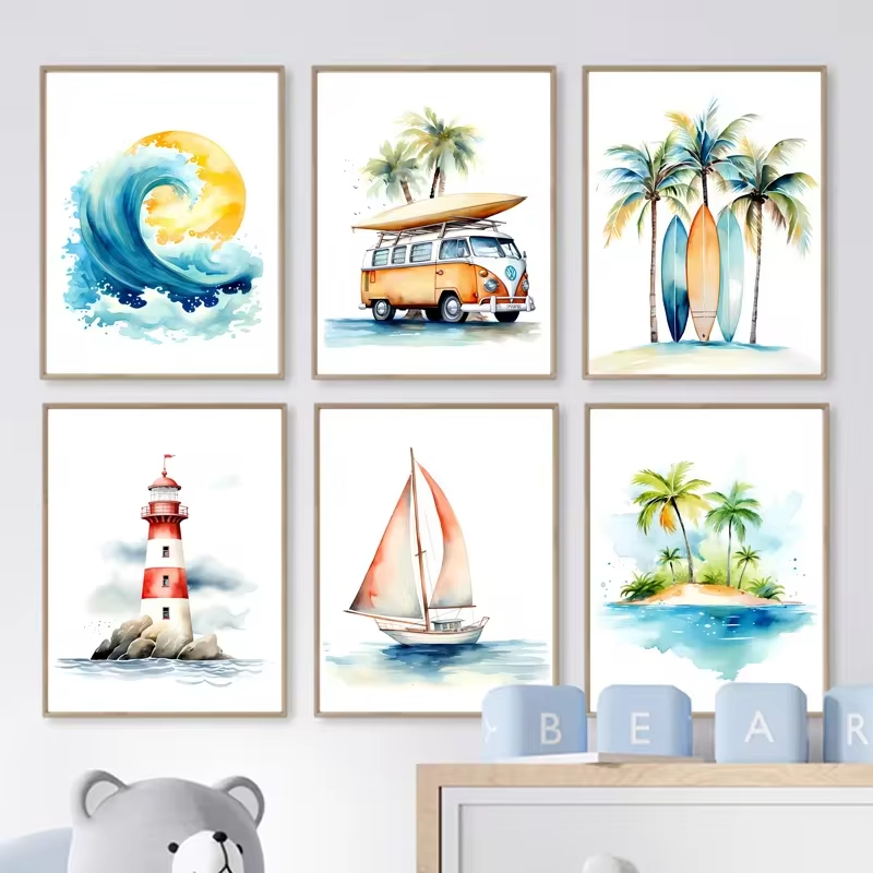 Surf Ocean Themed Nursery Beac - Baby Nursery Ocean 리뷰 및 가격