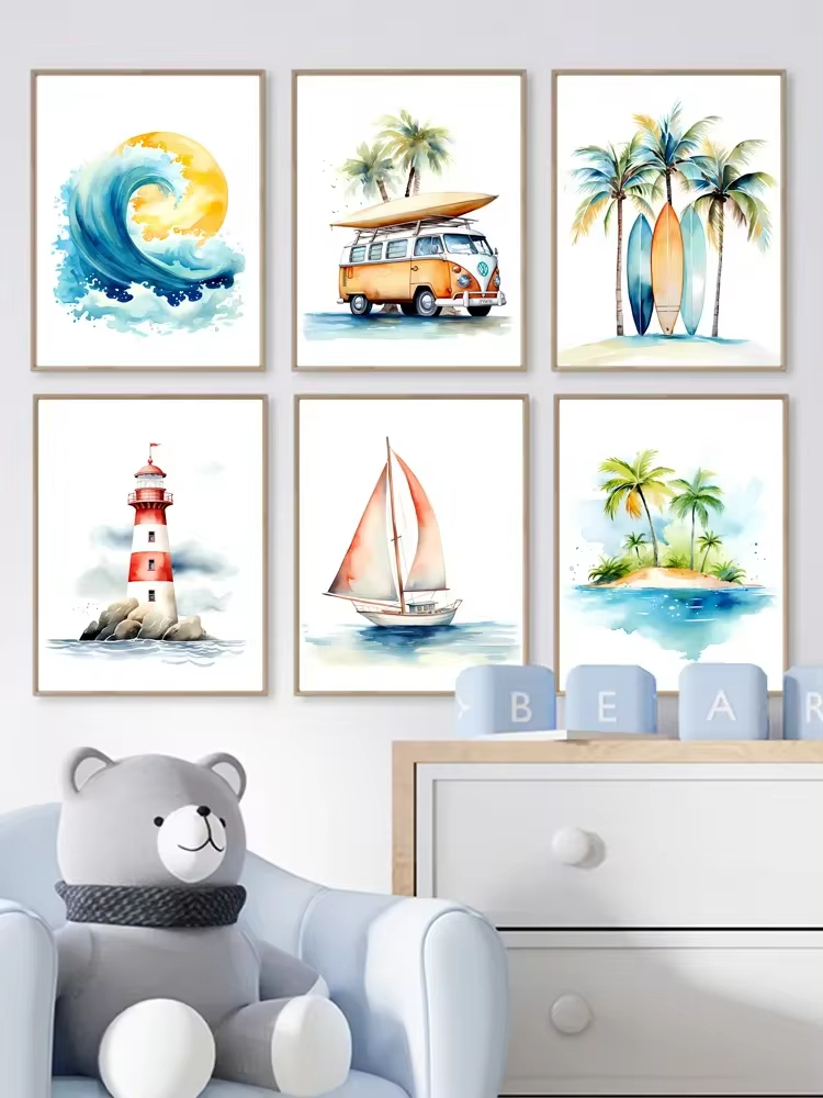 Surf Ocean Themed Nursery Beac - Baby Nursery Ocean 리뷰 및 가격