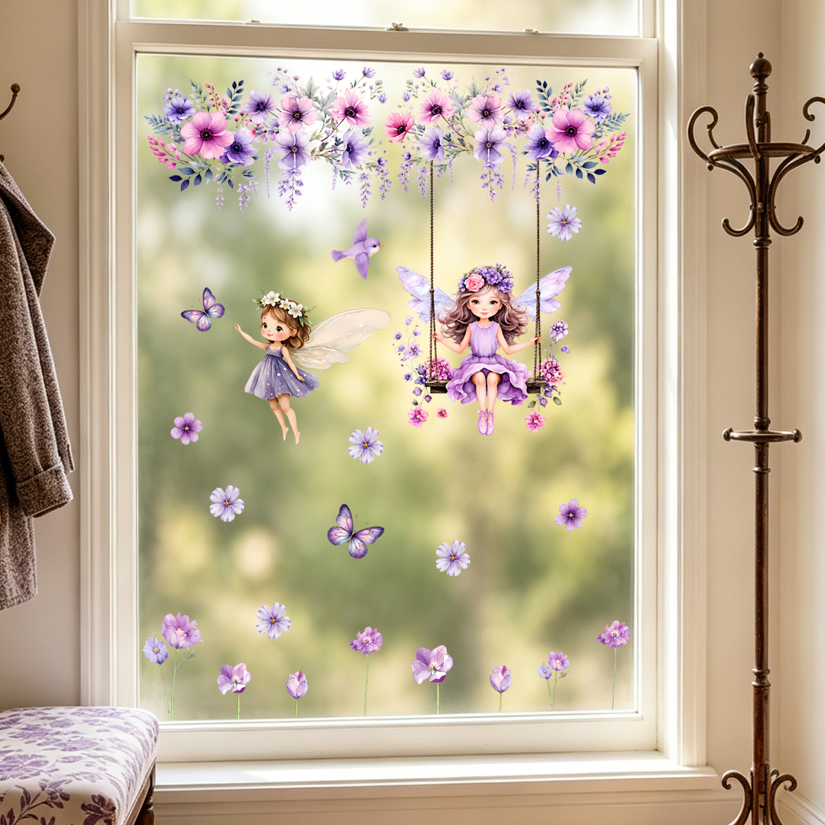 Purple Flower Fairy Wall Stick - Wall Decal Nursery 리뷰 및 가격