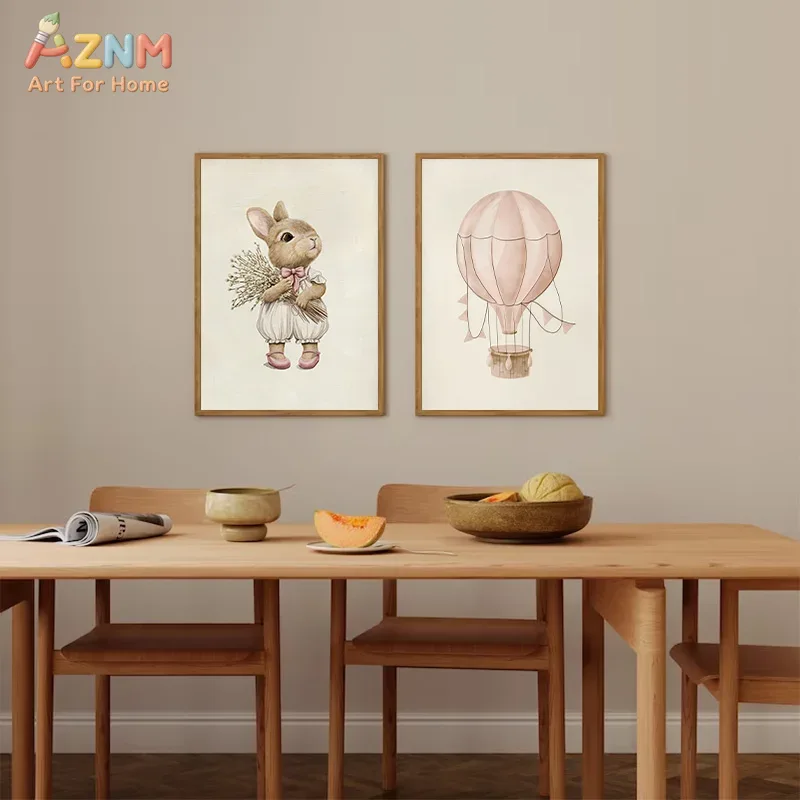 AZNM Boho Bunny Hot Air Balloo - Baby Nursery Vintage 리뷰 및 가격