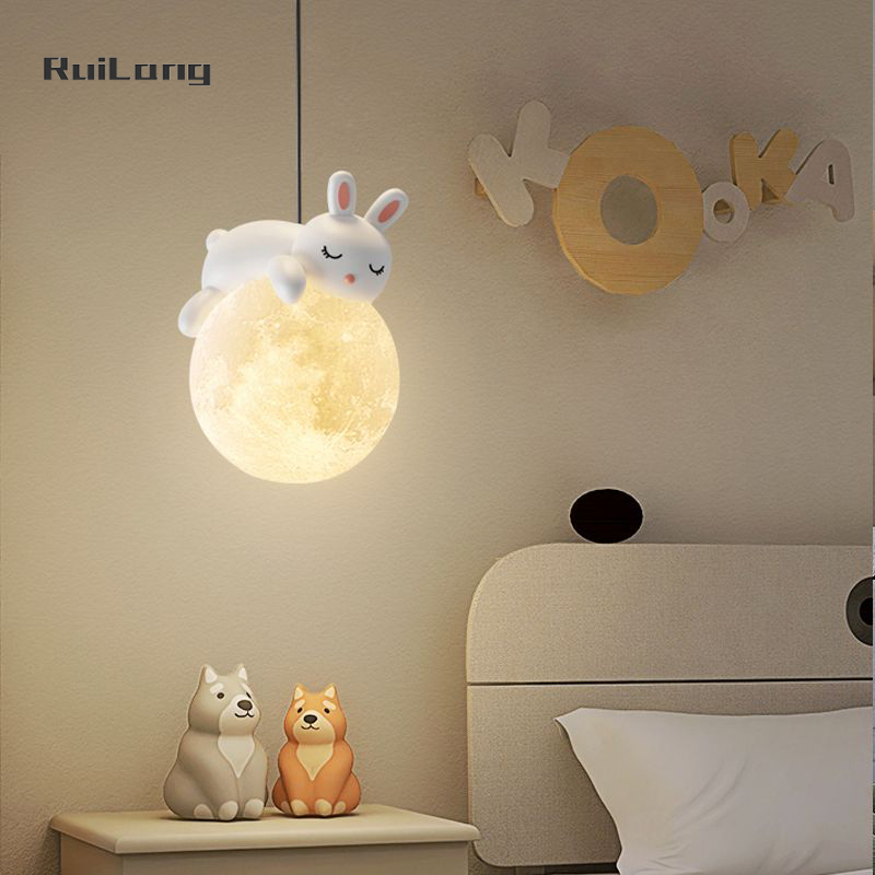 Cartoon Rabbit Moon Chandelier - Baby Nursery Chandelier 리뷰 및 가격