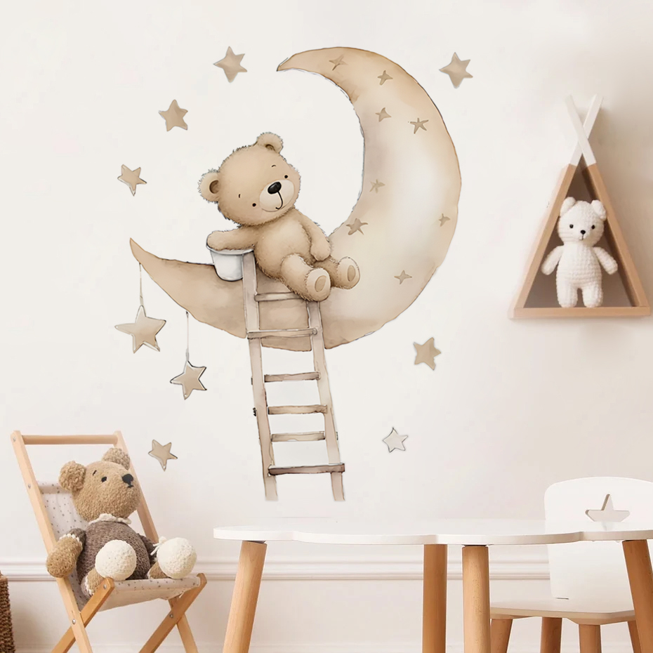 Cute Bear Star Cloud Wall Stic - Baby Nursery Girl Room 리뷰 및 가격