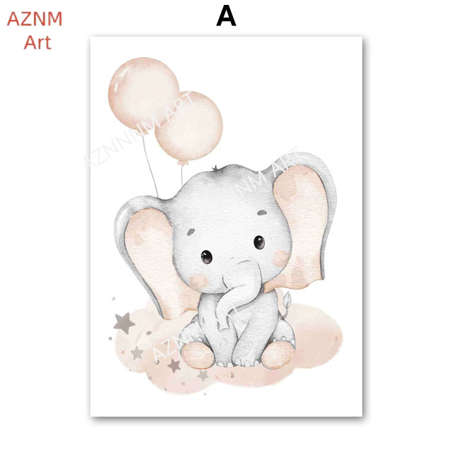 Elephant Balloon Rainbow Moon  - Baby Nursery Wall 리뷰 및 가격