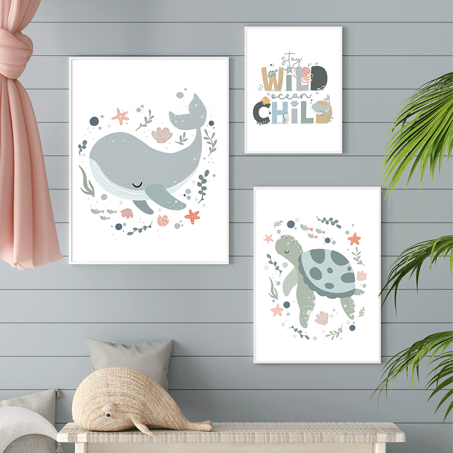 1pc frameless  Marine Life Oct - Baby Nursery Name Wall Art 리뷰 및 가격