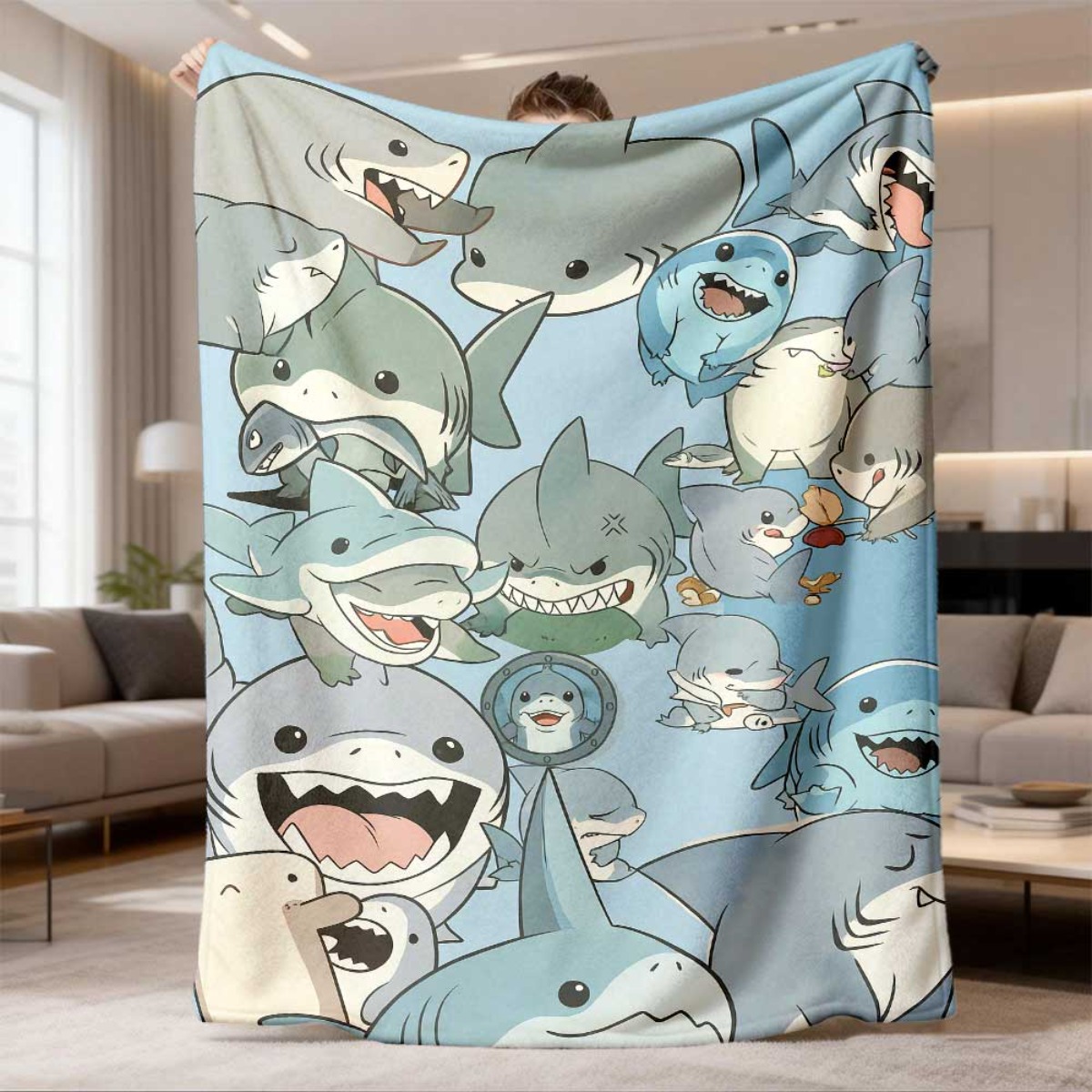 Large Cartoon Baby Sharks Flee - Baby Nursery Ocean 리뷰 및 가격