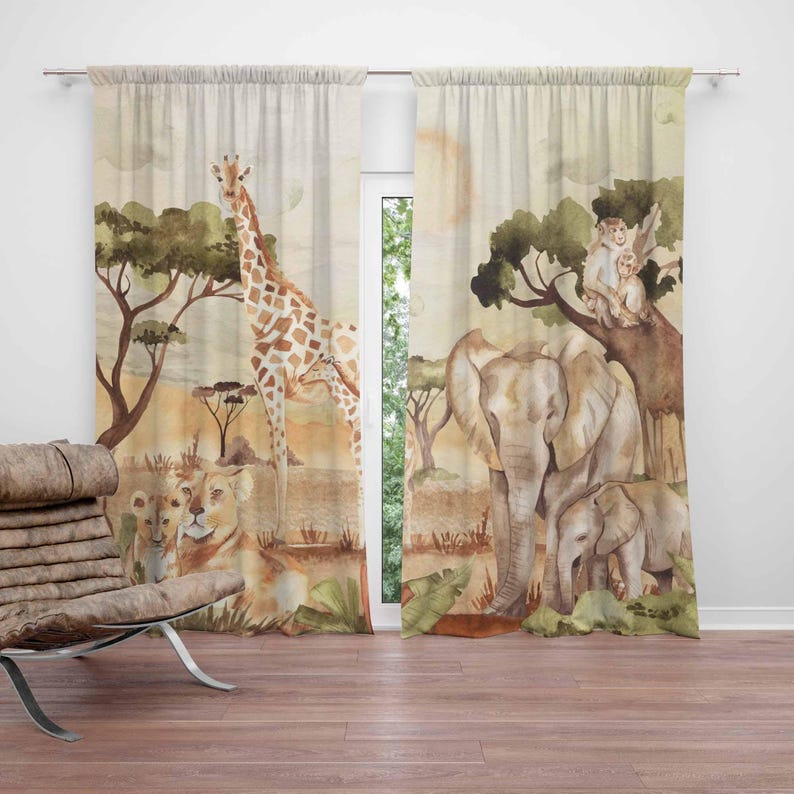 Mom and Baby Curtains Safari A - Baby Nursery Office 리뷰 및 가격