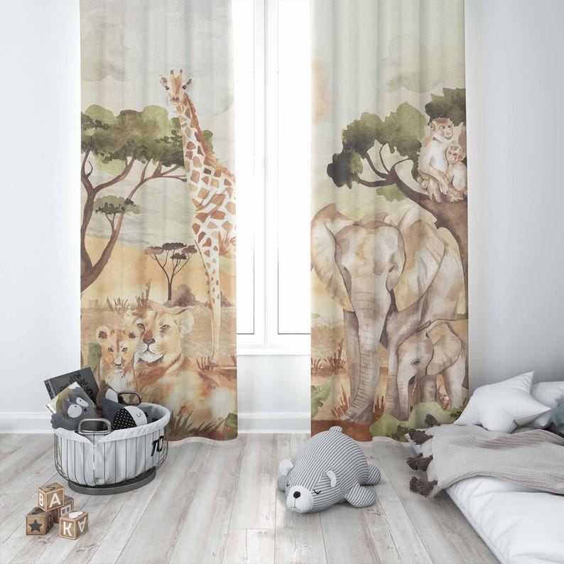Mom and Baby Curtains Safari A - Baby Nursery Office 리뷰 및 가격