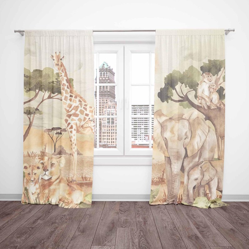 Mom and Baby Curtains Safari A - Baby Nursery Office 리뷰 및 가격