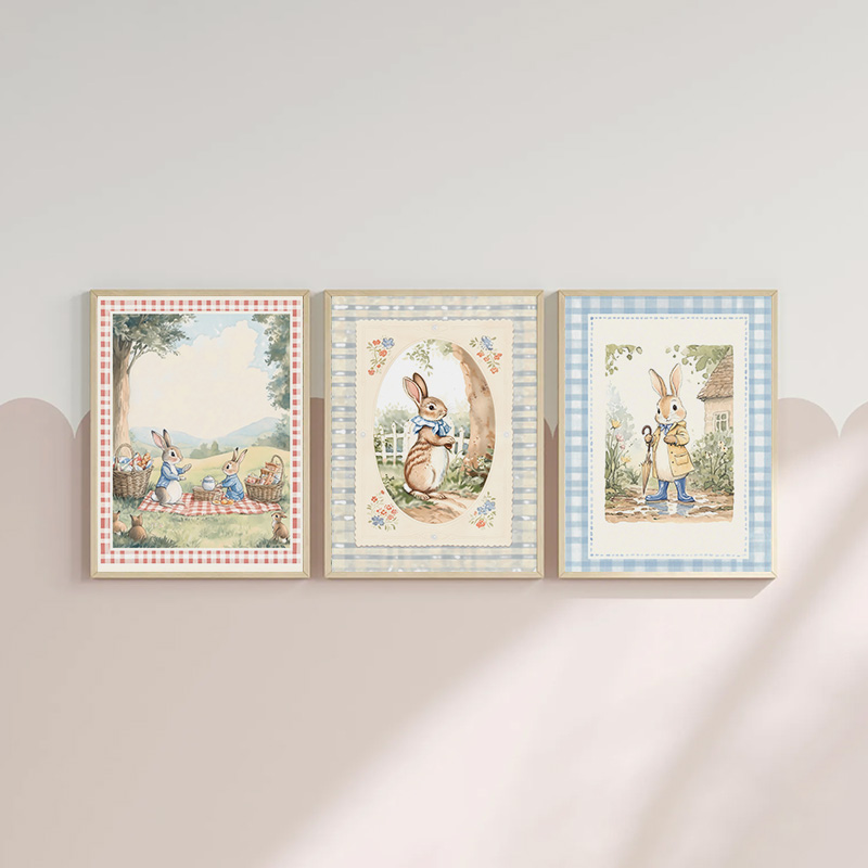 Vintage Boho Blue Plaid Rabbit - Baby Nursery Vintage 리뷰 및 가격