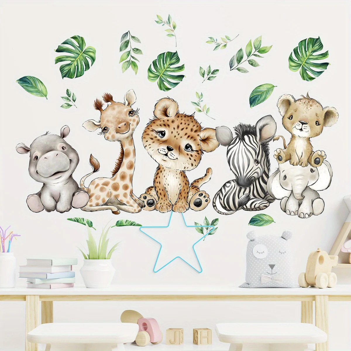 1PC Cartoon Cute Hippo Tiger E - Wall Decal Nursery 리뷰 및 가격