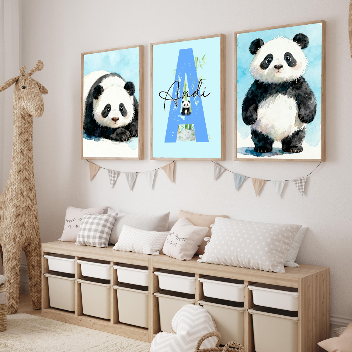 3pcs Personalized Panda Nurser - Baby Nursery Wall Decor 리뷰 및 가격