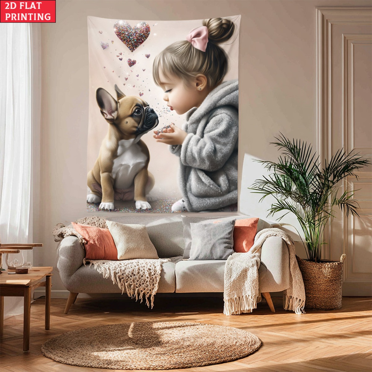 Girl with french bulldog puppy - Baby Nursery Girl Room 리뷰 및 가격