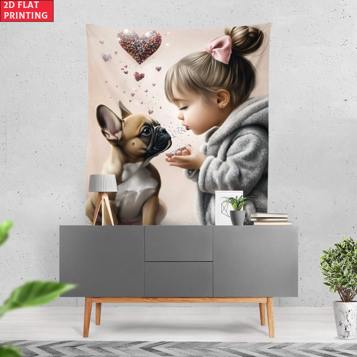 Girl with french bulldog puppy - Baby Nursery Girl Room 리뷰 및 가격