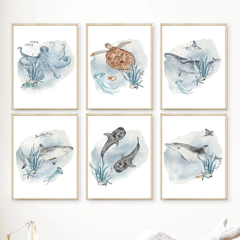 Posters And Prints Whale Fish  - Baby Nursery Ocean 리뷰 및 가격