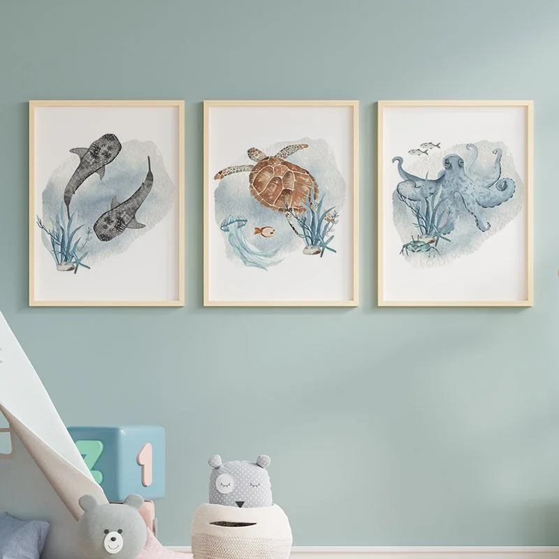 Posters And Prints Whale Fish  - Baby Nursery Ocean 리뷰 및 가격