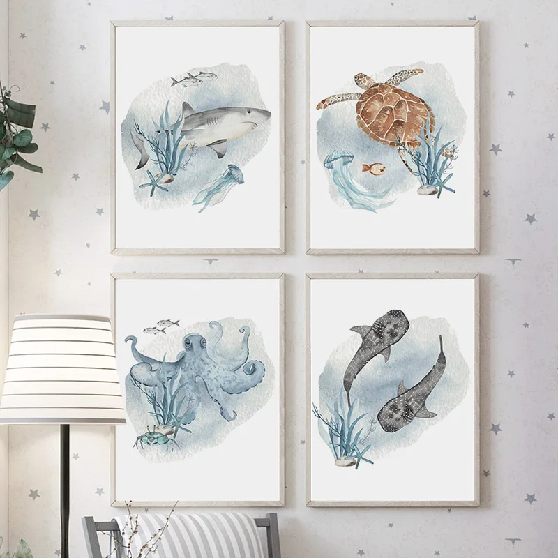 Posters And Prints Whale Fish  - Baby Nursery Ocean 리뷰 및 가격