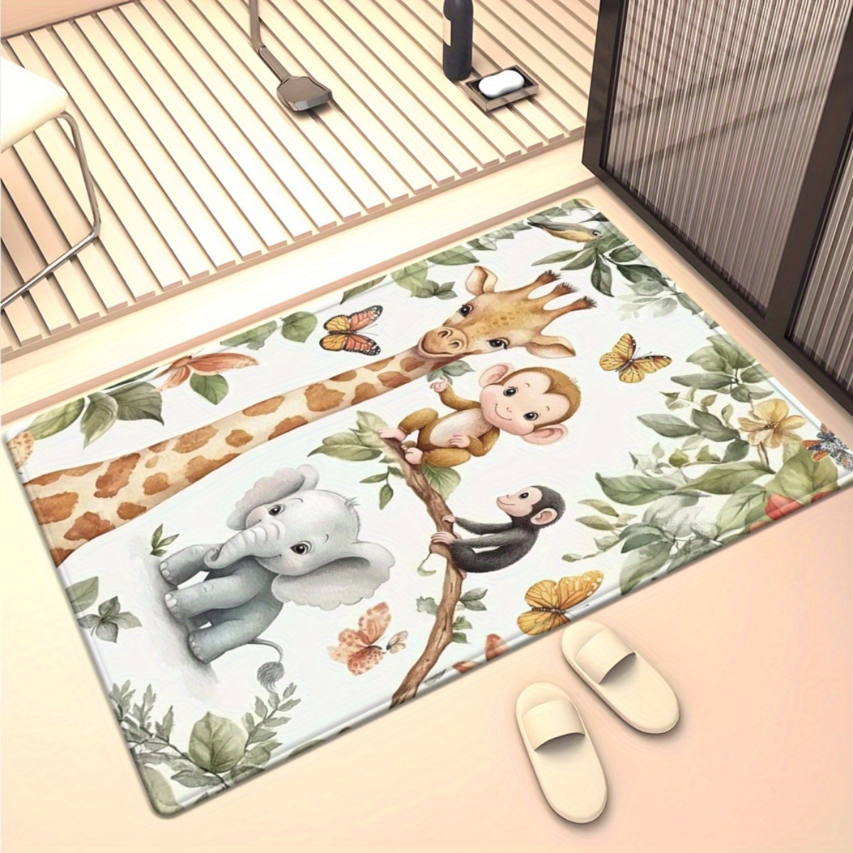 Watercolor Animal Jungle Print - Baby Nursery Jungle Rug 리뷰 및 가격