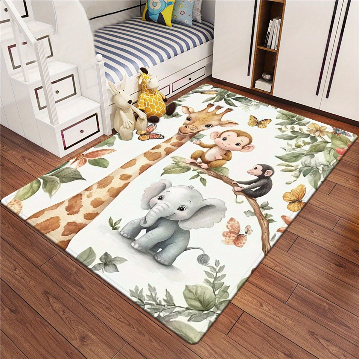 Watercolor Animal Jungle Print - Baby Nursery Jungle Rug 리뷰 및 가격