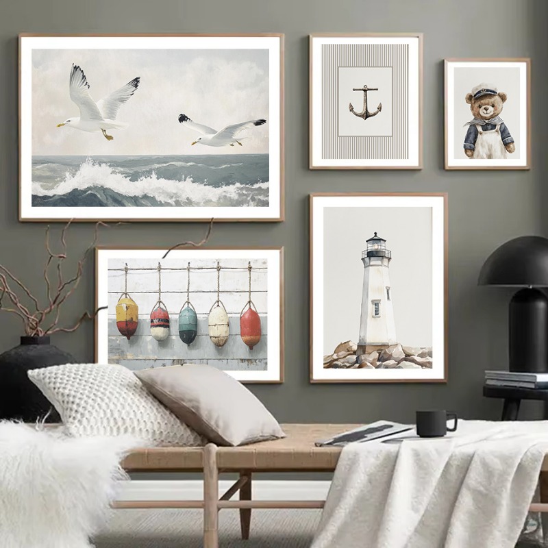 Neutral Nautical Nursery Art V - Baby Nursery Vintage 리뷰 및 가격