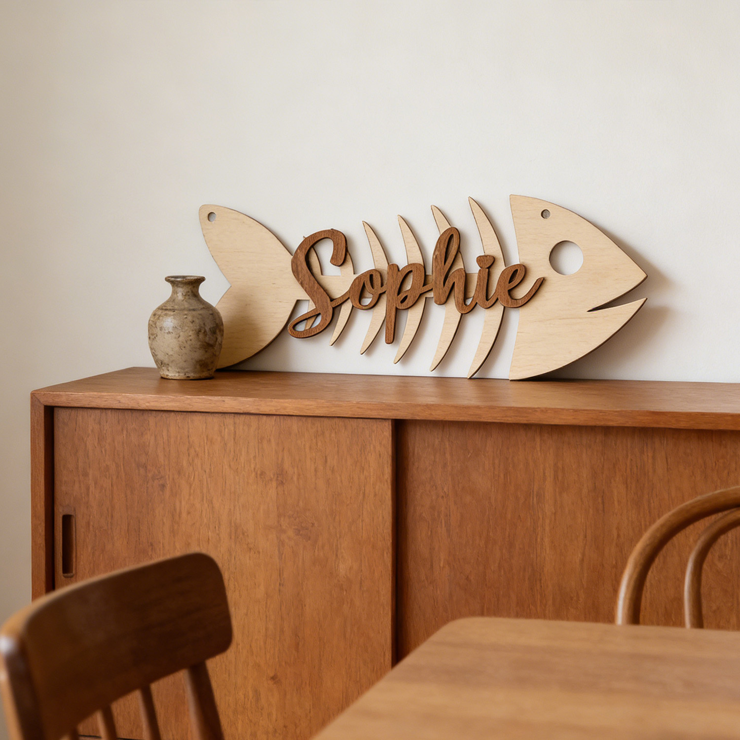 1Pc Custom Name Fish Skeleton  - Baby Nursery Office 리뷰 및 가격