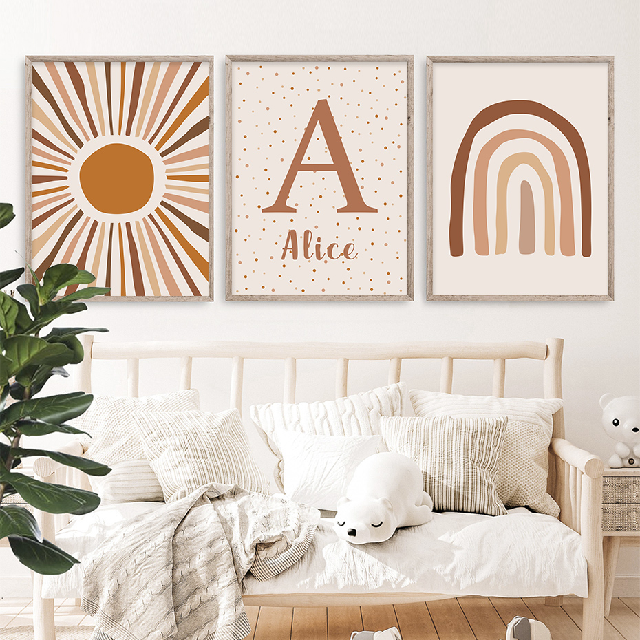 Abstract Sun Rainbow Custom Ba - Baby Nursery Name Wall Art 리뷰 및 가격
