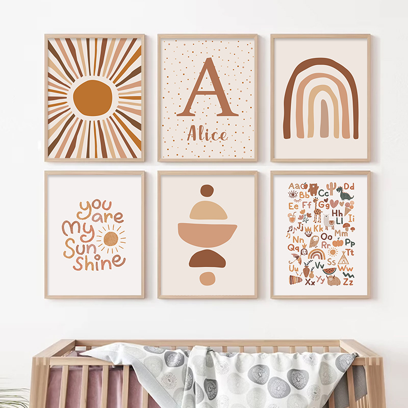 Abstract Sun Rainbow Custom Ba - Baby Nursery Name Wall Art 리뷰 및 가격