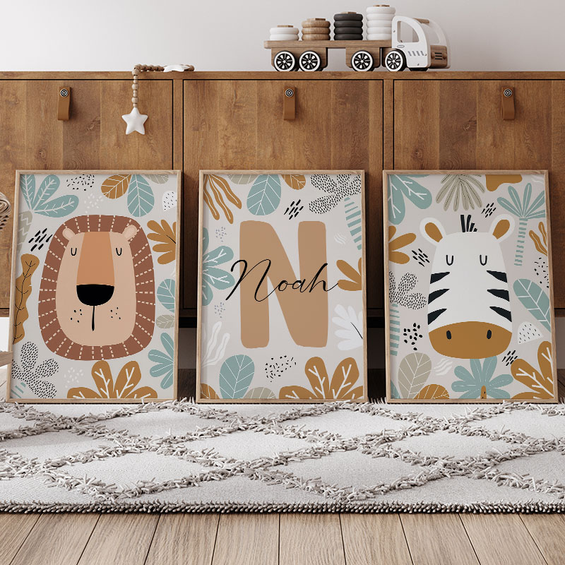 Lion Zebra Leaf Custom Name Nu - Baby Nursery Name Wall Art 리뷰 및 가격