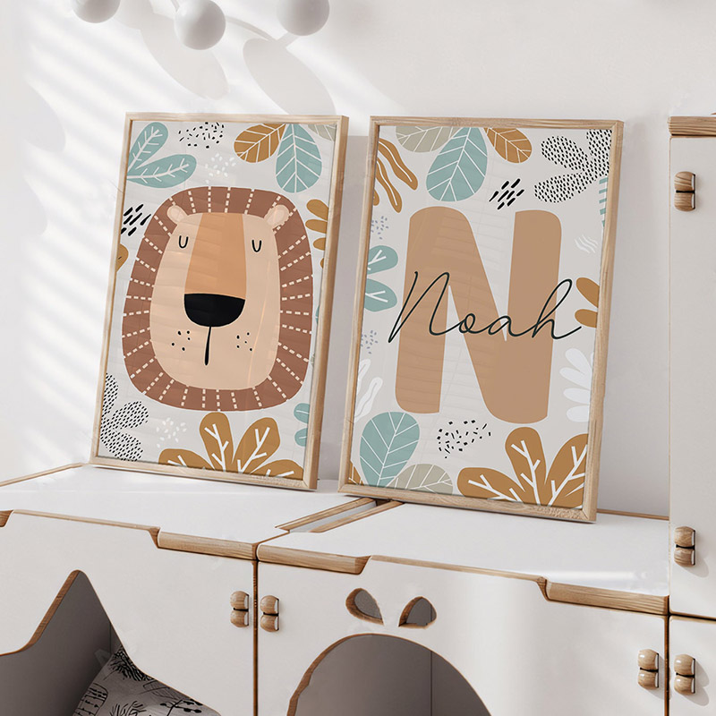Lion Zebra Leaf Custom Name Nu - Baby Nursery Name Wall Art 리뷰 및 가격