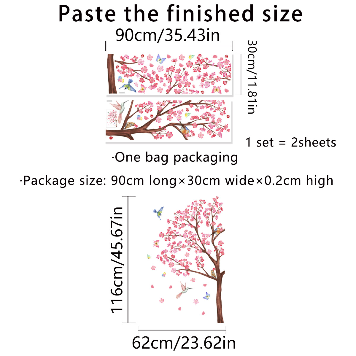 Watercolour Bird Flower Wall S - Baby Nursery Girl Room 리뷰 및 가격