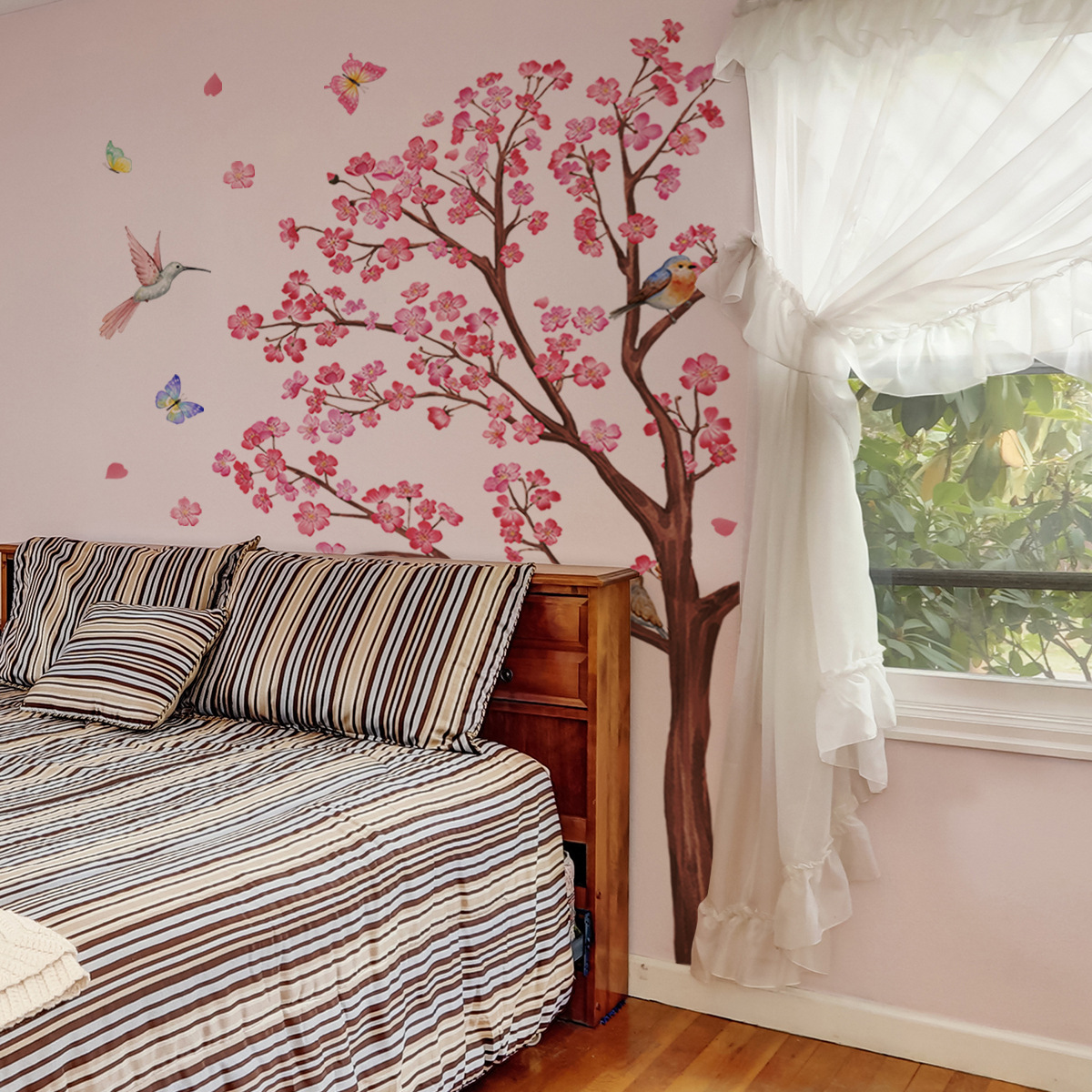 Watercolour Bird Flower Wall S - Baby Nursery Girl Room 리뷰 및 가격