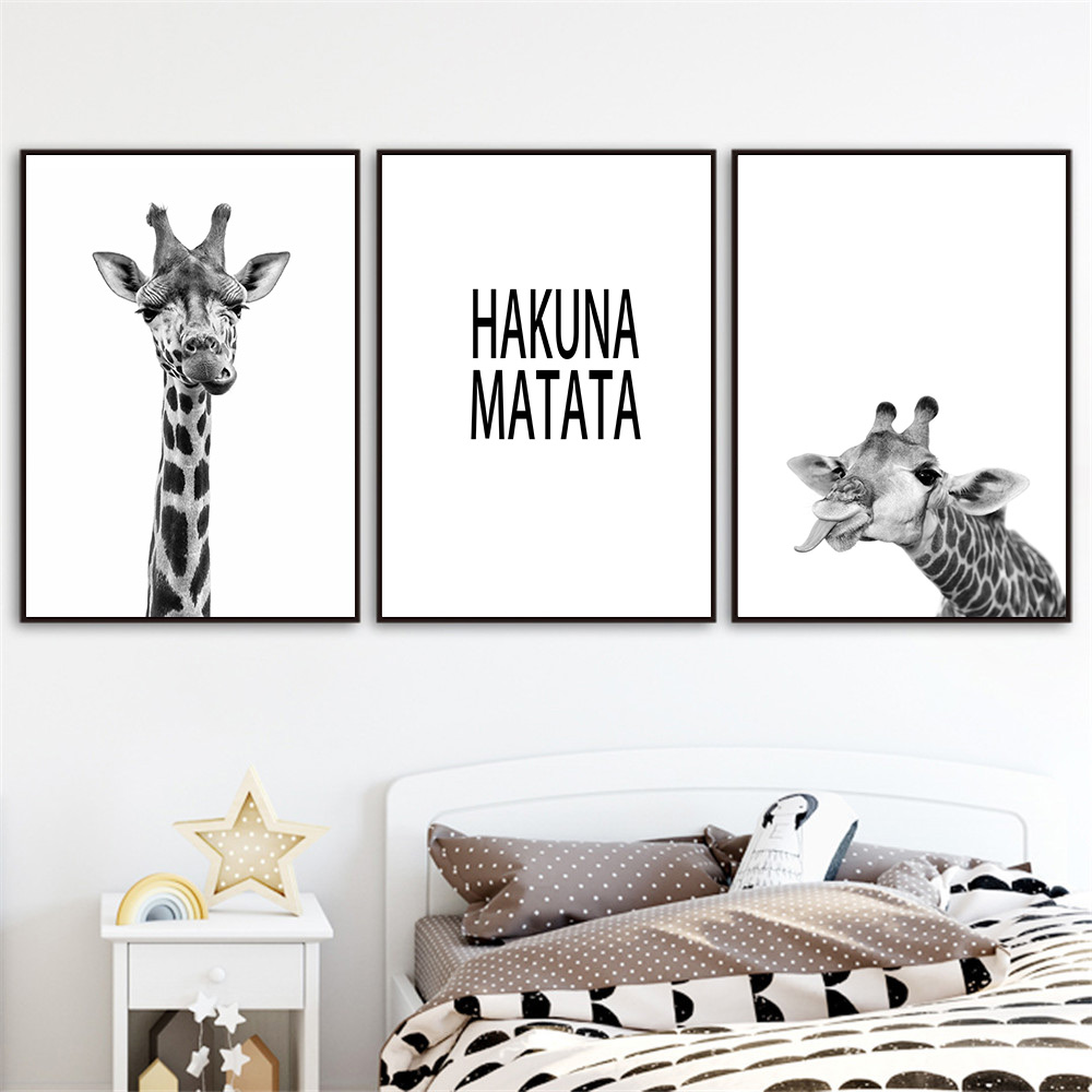 Black And White Giraffe Canvas - Baby Nursery Art 리뷰 및 가격