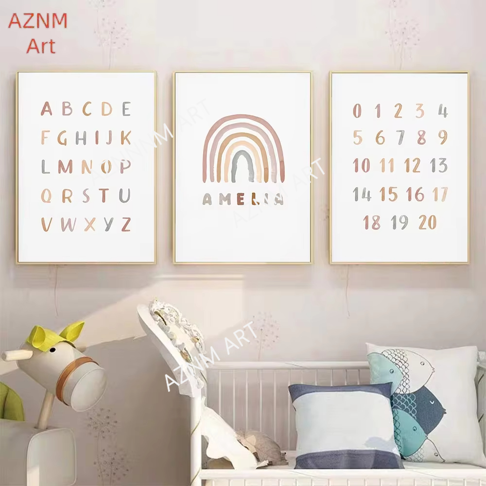 1/3PCS ，Poster Custom ABC 123  - Baby Nursery Name Wall Art 리뷰 및 가격