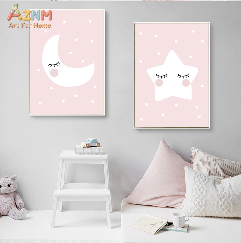 AZNM Cute Cartoon Moon Cloud S - Baby Nursery Art 리뷰 및 가격