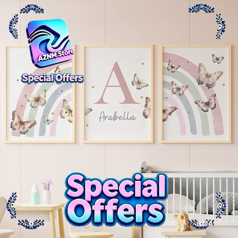 Pink Rainbow Butterfly Custom  - Baby Nursery Name Wall Art 리뷰 및 가격