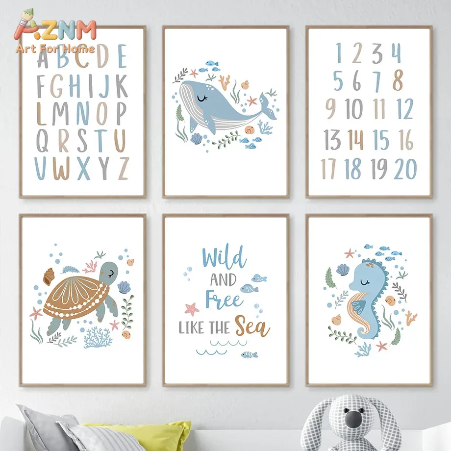 Whale Turtle Seahorse Octopus  - Baby Nursery Ocean 리뷰 및 가격