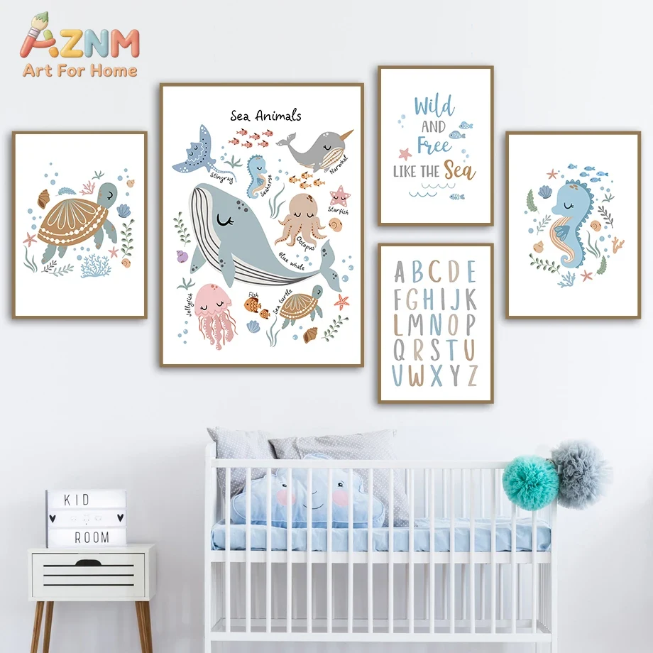 Whale Turtle Seahorse Octopus  - Baby Nursery Ocean 리뷰 및 가격