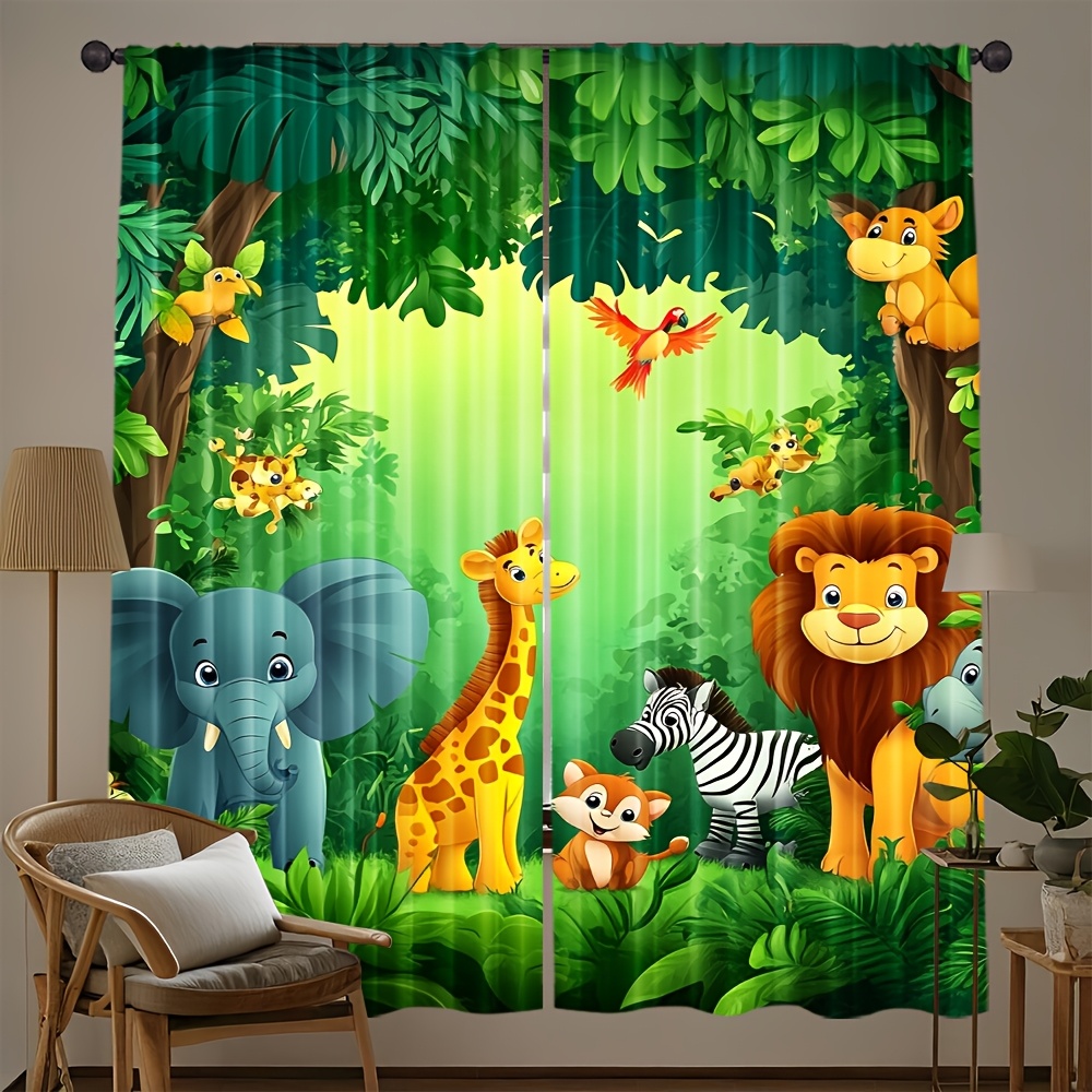 2pcs Cartoon Animal Curtains J - Baby Nursery Office 리뷰 및 가격