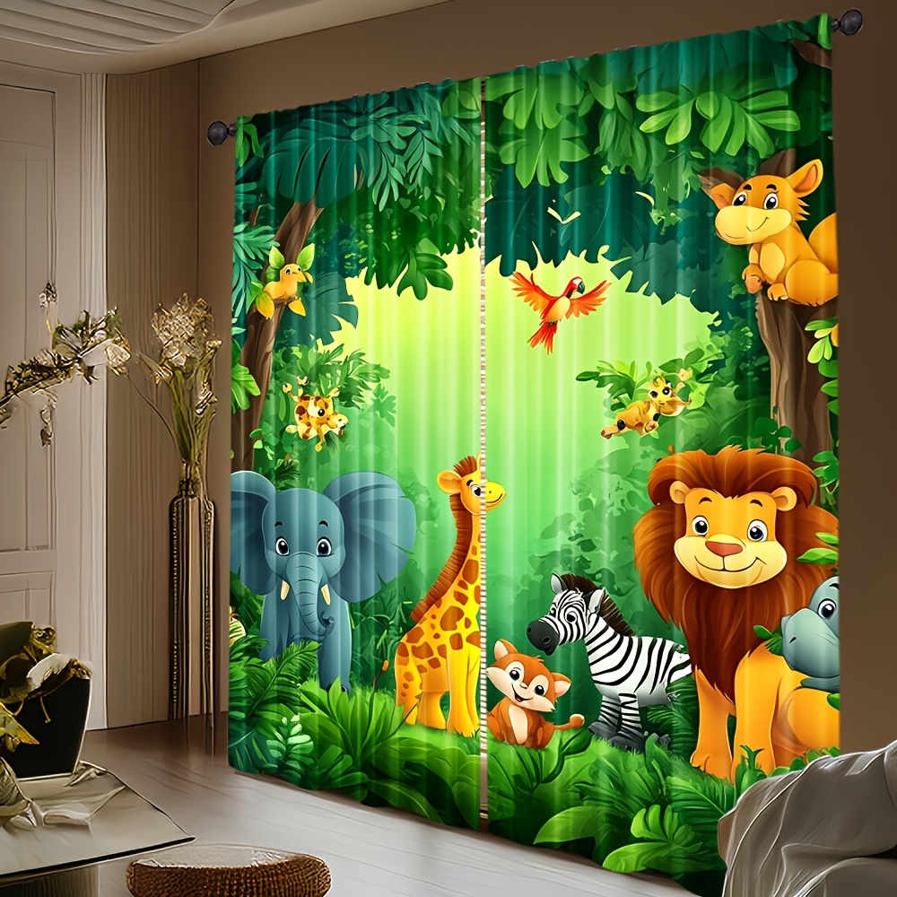 2pcs Cartoon Animal Curtains J - Baby Nursery Office 리뷰 및 가격