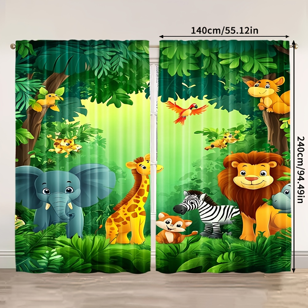 2pcs Cartoon Animal Curtains J - Baby Nursery Office 리뷰 및 가격